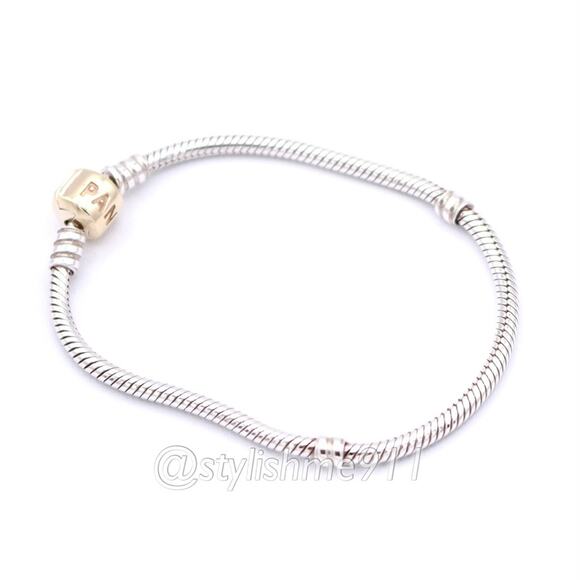 Authentic PANDORA Sterling Bracelet with 14K Gold Clasp - 590702-HG-B - Picture 3 of 11